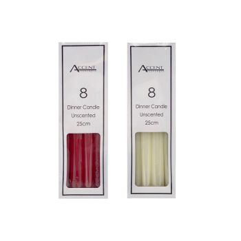 bulk 192 Unscented Dinner Candle Red & Ivory 25cm