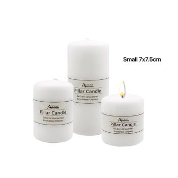 bulk 48 Unscented White Pillar Candle 7cm
