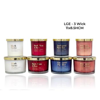 bulk 12 Elegant Glass Candle W Gold Lid 4 Assorted 11x8cm