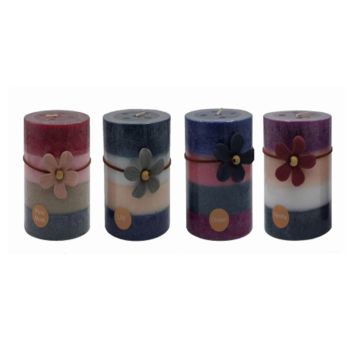 bulk 36 4 Tone Scented Pillar Candle Assort 10cm