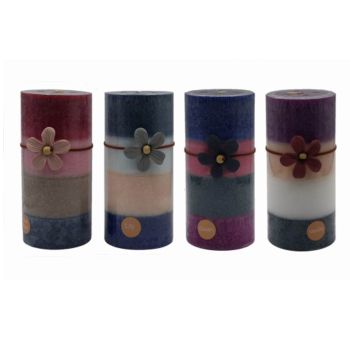 bulk 24 4 Tone Scented Pillar Candle Assort 15cm