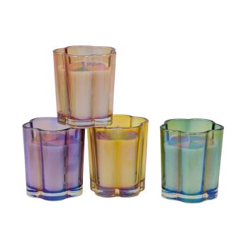 bulk 24 Neon Colour Glass Jar Candle Assort 8cm