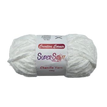 bulk 12 White Super Soft Chenille Yarn 100G