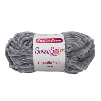 bulk 12 Light Grey Super Soft Chenille Yarn 100G