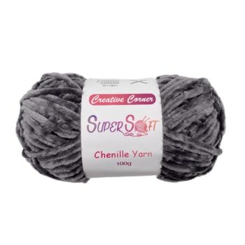 bulk 12 Dark Grey Super Soft Chenille Yarn 100G