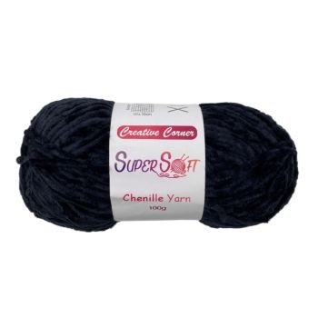 bulk 12 Black Super Soft Chenille Yarn 100G