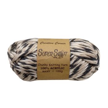 bulk 12 Grey Mix Chunky Super Soft Knitting Yarn