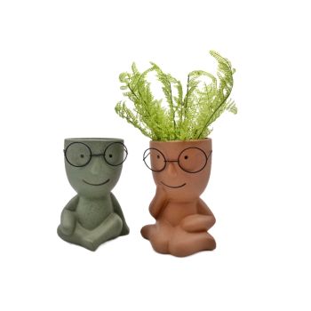Set 2 Relaxing Man w Metal Glasses Assort 22cm