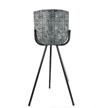 Antique Metal Pot on Stand Planter 28x52cm