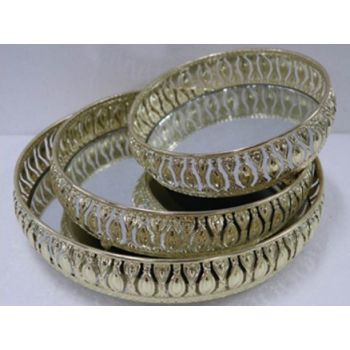 Set 3 Mirror Metal Tray 34x6cm