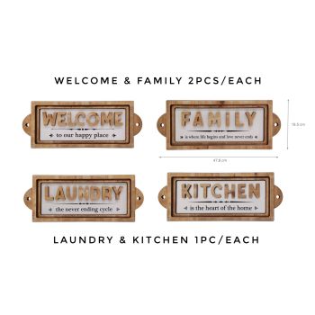 Set 6 Wall Hanging Home Deco Assort 47cm