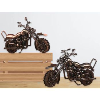 Set 2 Metal Retro Wheel Rotatable Motorcycle Assort 28cm