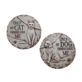 Set 2 Concrete Cat & Dog Wall Plaque 25cm