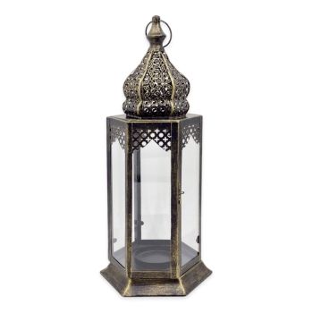 Moroccan Lantern Antique Look Metal 49cm