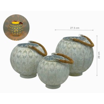 White Wash Moroccan Lantern 28cm