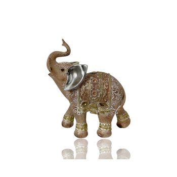 Polyresln Mehndi Design Elephant Ornament 17x19cm