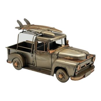 Antique Style Metal Ute w Surfboards 17cm