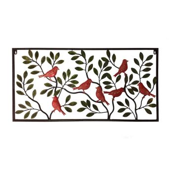Colour Birds Leaves Metal Wall Art 90cm