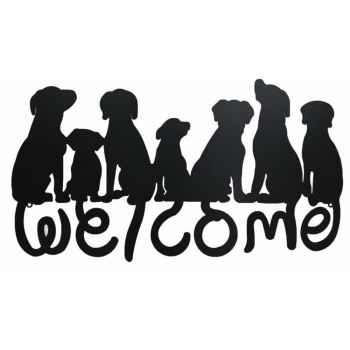 Welcome Dogs Metal Wall Art 71cm