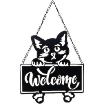 Welcome Cat Metal Sign 27x33cm