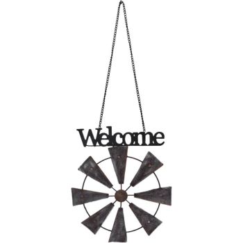 Welcome Windmill Wall Art 31x62cm