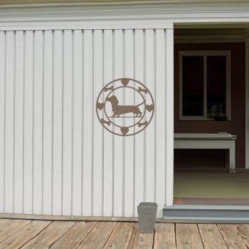 Round Dachshund Metal Wall Art 40cm