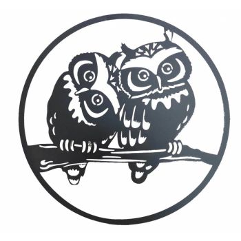 Round Owl Metal Wall Art 60cm
