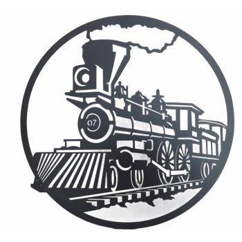 Round Train Metal Wall Art 60cm