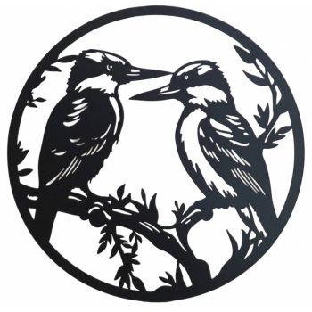 Round Happy Kookaburra Metal Wall Art 40cm