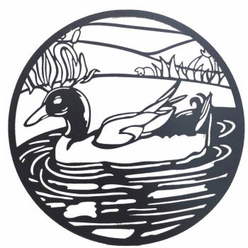 Round Friendly Duck Metal Wall Art 60cm