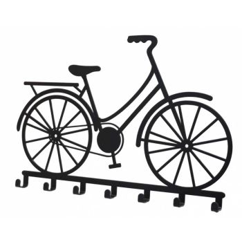 Bicycle Meatl Wall Art W 7 Hooks 30x21cm