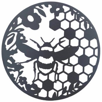 Round Bumble Bee Metal Wall Art 40cm