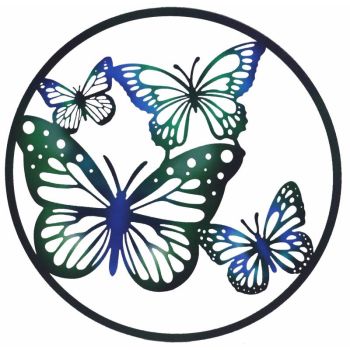 Round Butterfly Quad Metal Wall Art 60cm