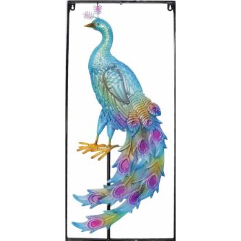 Peacock Metal Wall Art W Frame 33x76cm