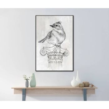 Bird on Column Framed Canvas 90cm
