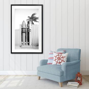 Luxury Surfboard Artwork Framed W Glass Front 80x120cm