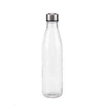 bulk 12 Clear Glass Water Bottle 1L 2 Assorted 8x31cm