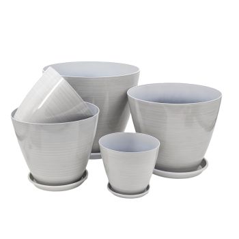 bulk 6 Brush Glazed Planter w Drainage Tray 40cm