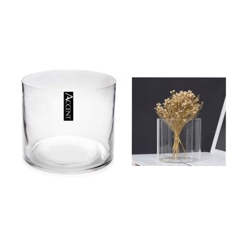 bulk 6 Glass Cylinder Decorative Vase 15cm