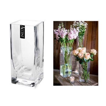 bulk 12 Glass Decorative Square Vase 20cm