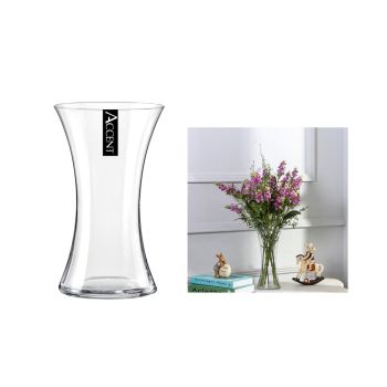 bulk 6 Glass Waisted Vase Flower 25cm