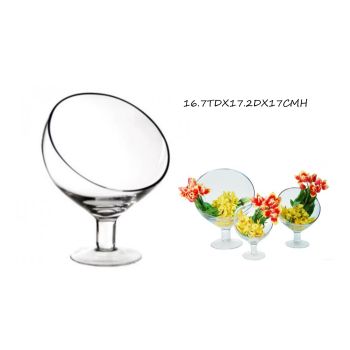 bulk 6 Glass Vase Round Slanted Top 17x17cm
