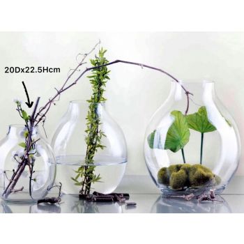 Glass Wide Bubble Vase 22cm