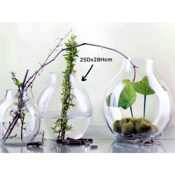 Glass Wide Bubble Vase 28cm