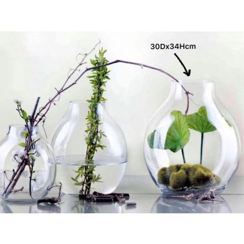Glass Wide Bubble Vase 34cm