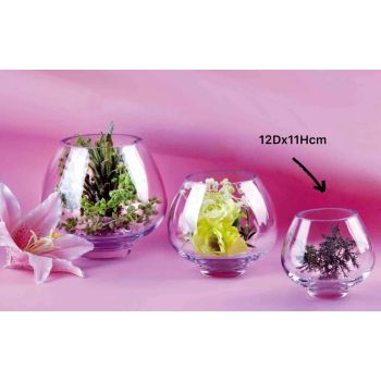 Glass Bowl Shape Vase 12cm