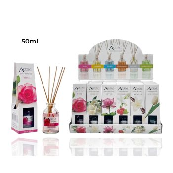 Bulk 48 50ml Mini Reed Diffuser 6 Assort Fragrances In Display Unit