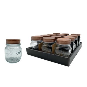 bulk 48 Glass Jar w Metal Lid 150ml Canister 8cm