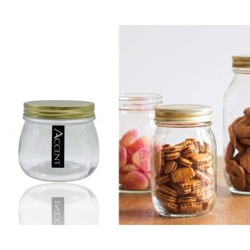 bulk 24 Glass Jar w Screw Lid 470ml Canister 10cm