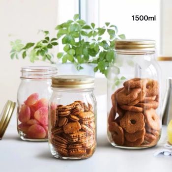 bulk 12 Glass Jar Screw Lid 1500ml Canister 21cm
